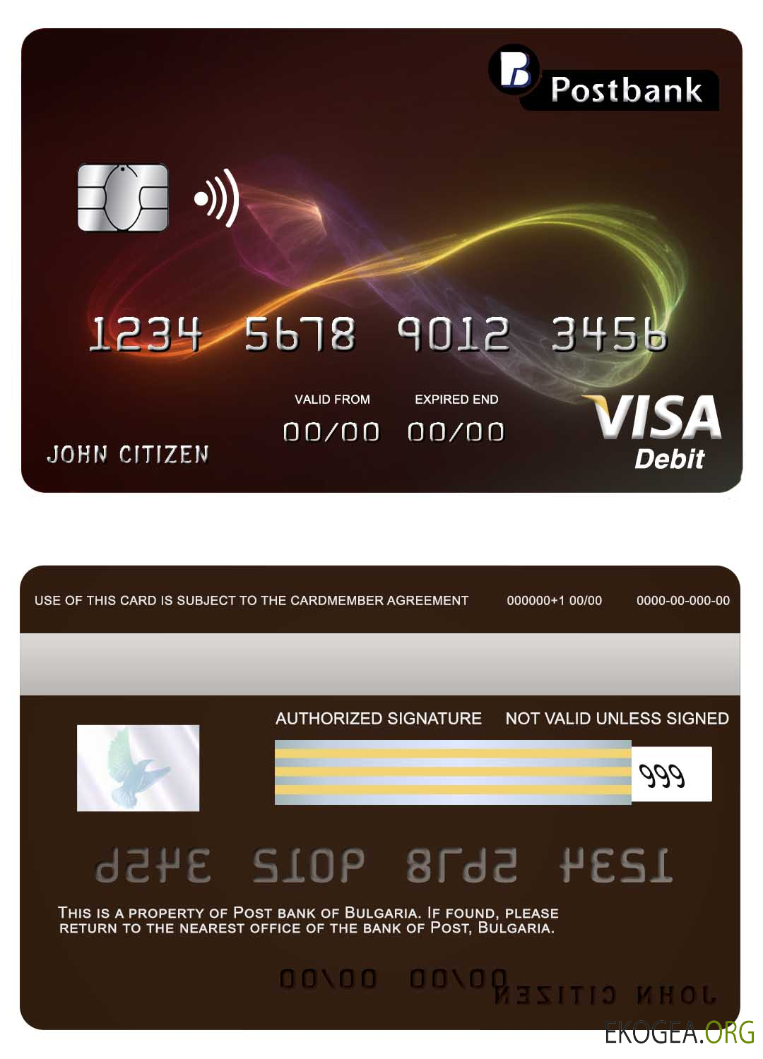Carte visa bancaire de la poste bulgare